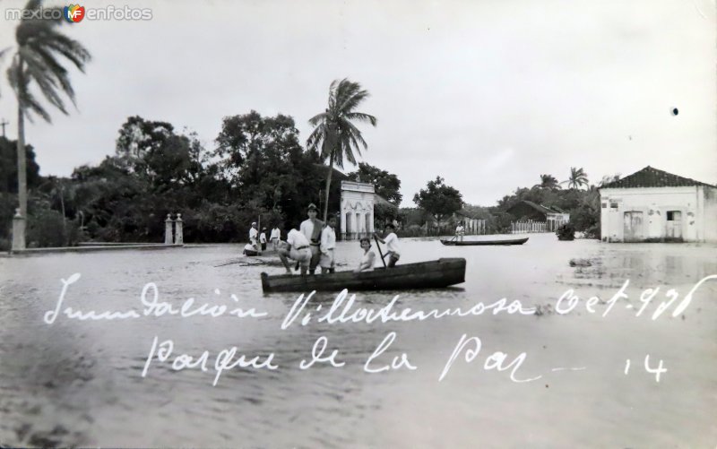 Inundacion acaecida en Octubre de 1936 en el Parque de La Paz.