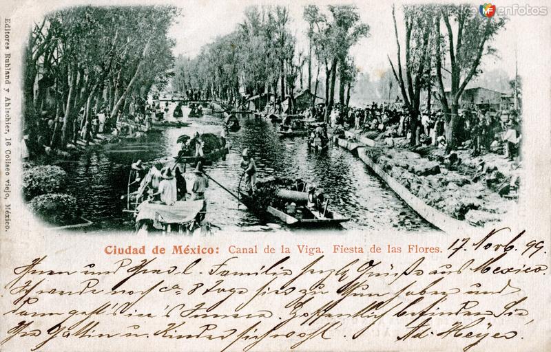 Canal de la Viga (postal circulada en 1899)