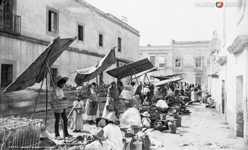 Fotos de Calle De La Academia, Ciudad De México: Mercado en la Calle de la Academia y República de Guatemala (por William Henry Jackson, c. 1888)