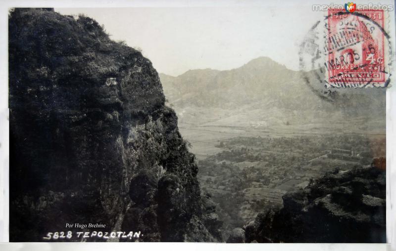 Fotos de Tepoztlán, Morelos: Panorama por el fotografo Hugo Brehme ( Fechada el dia 1 de Marzo de 1935 ) .