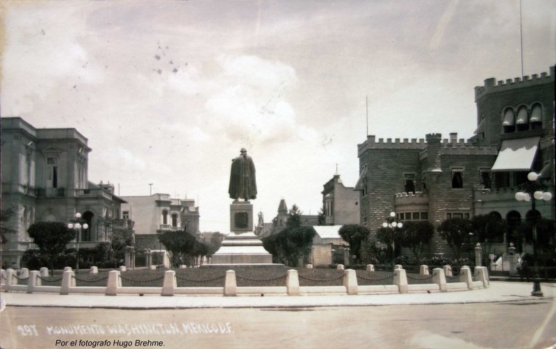 Fotos de Monumento A George Washington, Ciudad De México: Monumento a Washington Por el fotografo Hugo Brehme ( Circulada el 23 de Agosto de 1928 ).