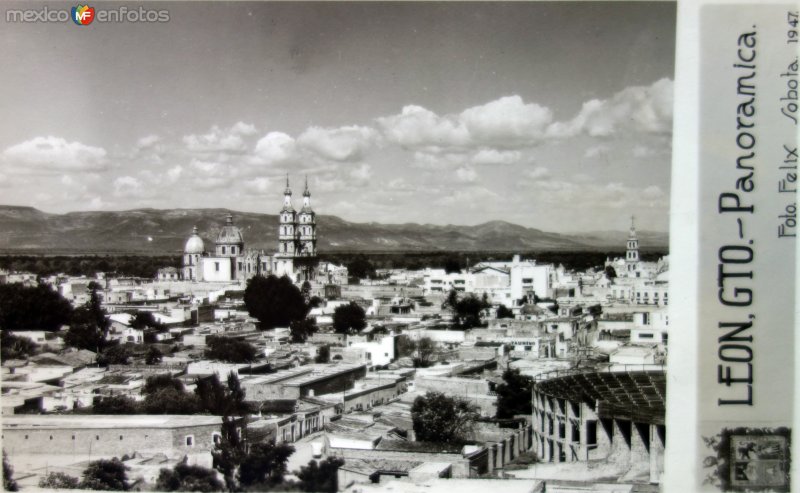 Fotos de Leon, Guanajuato: Panoramamica. ( Circulada el 6 de Febrero de 1947 ).