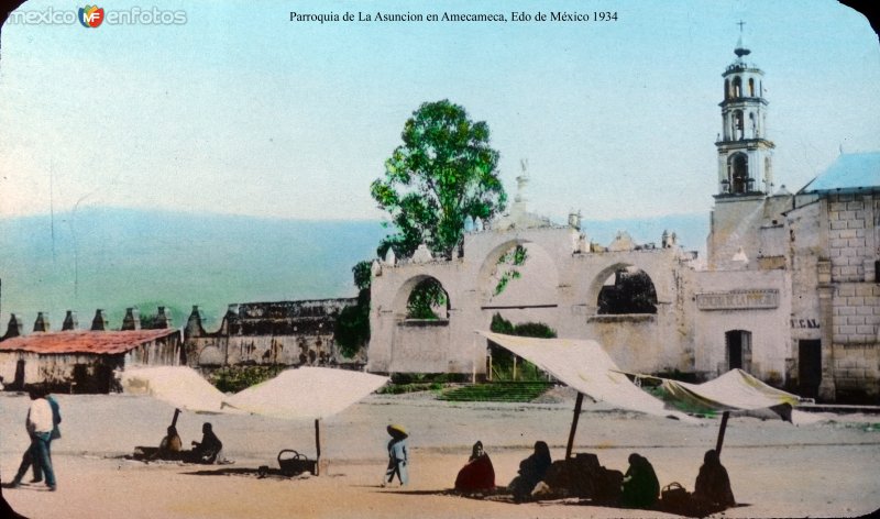 Fotos de Amecameca, México: Parroquia de La Asuncion en Amecameca, por el fotógrafo T. Enami, de Yokohama, Japón (1934)