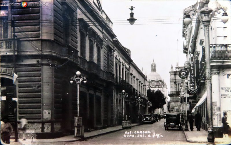 Fotos de Guadalajara, Jalisco: Avenida Corona ( Circulada el 24 de Noviembre de 1938 ).