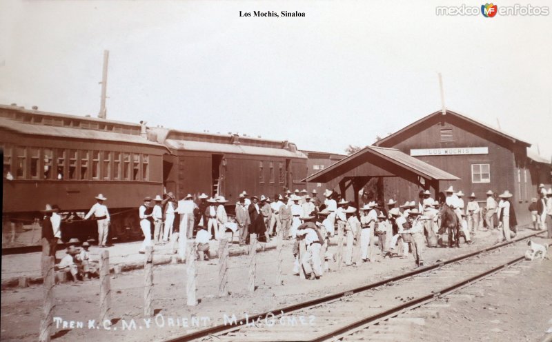 Fotos de Los Mochis, Sinaloa: Estacion del Ferrocarril. ( Circulada el 17 de Mayo de 1910 ).