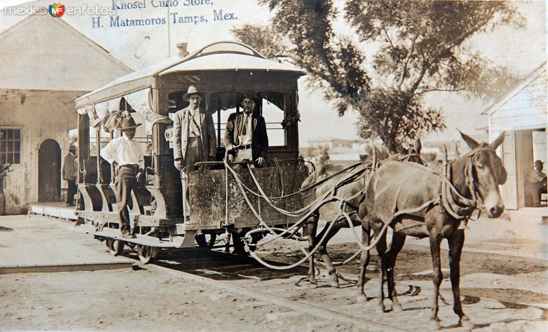 Fotos de Matamoros, Tamaulipas: Transporte publico ( Circulada el 20 de Febrero de 1921 ).