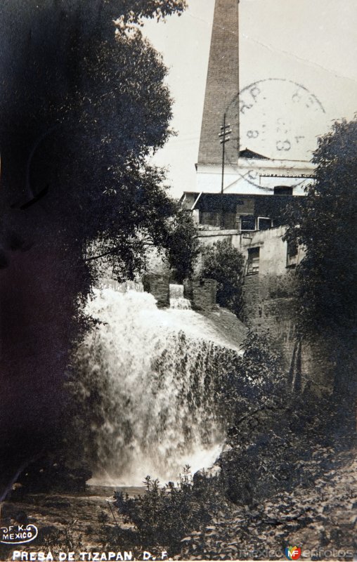 Fotos de Ciudad De México, Distrito Federal: La presa de Tizapan  por el fotografo Fernando Kososky. ( Circulada el 22 de Diembre de 1910 ).