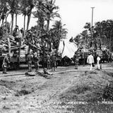 Primer tren con el ejército norteamericano saliendo de Veracruz, durante la Intervención de 1914