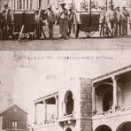 Arriba: Cañones de tiro rápido del Ejército Constitucionalista. Abajo: Palacio Municipal de Guaymas durante una batalla.