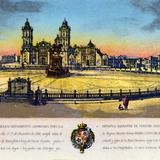 Zócalo y monumento a Carlos IV, grabado de 1796