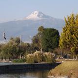 Volcán La Malinche con su cumbre nevada desde el Parque Ecológico. Marzo/2016