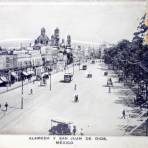 Alameda y San Juan de Dios Avenida Hidalgo ( Julio de 1910 ).