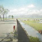 Canal de Irrigacion en el Valle de Mexico ( Fechada en 1928 ).